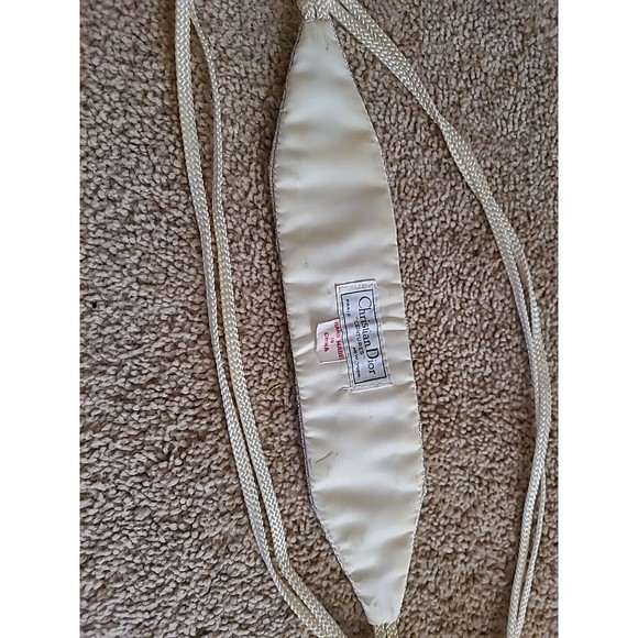 Christian DIOR CEINTURES  vintage hand beaded cream bridal cumberbund BELT SZ XS - Picture 3 of 13